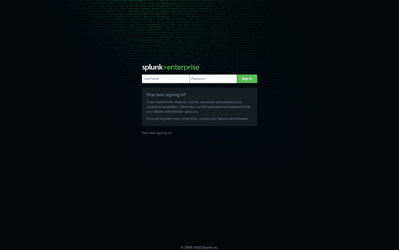 Log in to Splunk. Log in to Splunk.